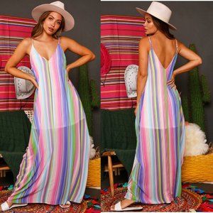 On The Beaches of Isla Verde Striped Maxi Dress